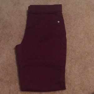 Burgundy/maroon jeggings with sparkles on bottom